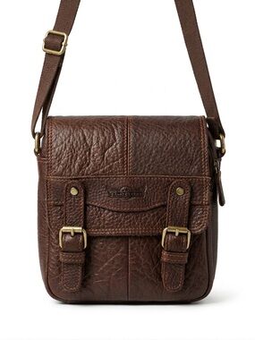 Vintage Ruff Ryder Brown Pebbled Leather Crossbody Flap Bag